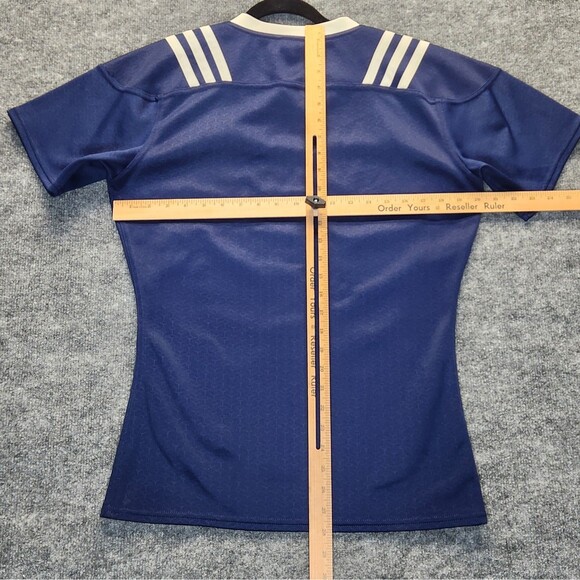 Adidas UC Davis Rugby Jersey Womens Large Stripped Shoulder Embroidered Logos - Picture 7 of 9